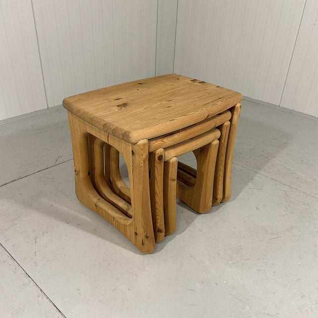 Tan Pine Nesting Tables in the style of Rainer Daumiller, 1970s, Set of 3 For Sale - Image 8 of 18