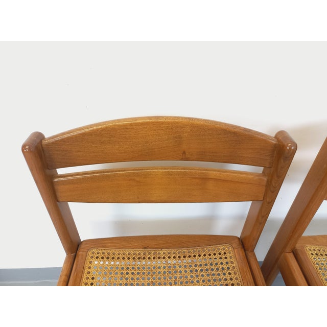 Wood Vintage Sleigh Chairs in Beech and Cane, 1970s, Set of 2 For Sale - Image 7 of 18