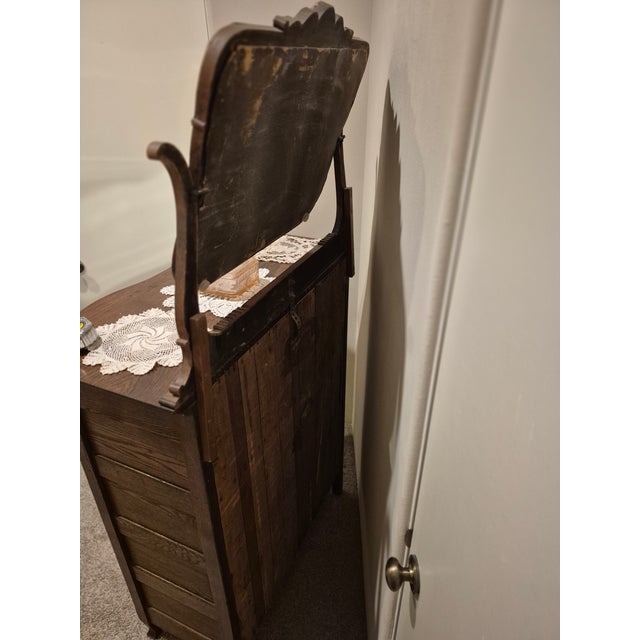 Victorian Early 20th Century Victorian-Era Serpentine Highboy Dresser For Sale - Image 3 of 14
