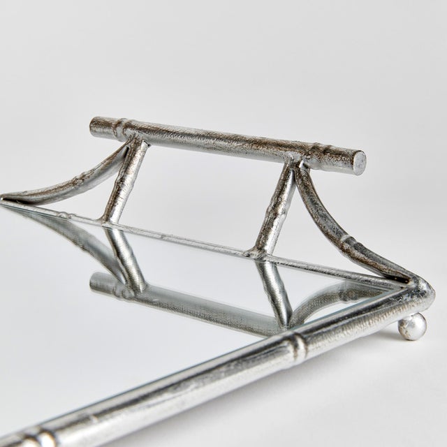 Kenneth Ludwig Chicago Daphne Mirrored Tray With Handles For Sale - Image 4 of 5