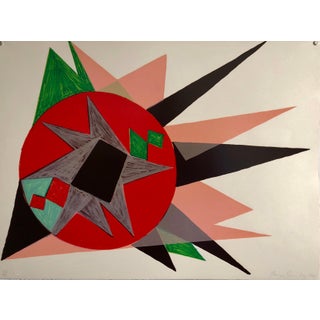 Gary Burnley, Lithograph w Gloss Overprinting Stacked Signs Post Modern 80s Memphis Milano Era, 1981 For Sale