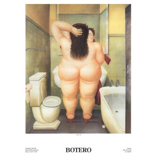 1991 Fernando Botero 'The Bath (Il Bano)' Contemporary Brown,White,Yellow Italy Offset Lithograph For Sale