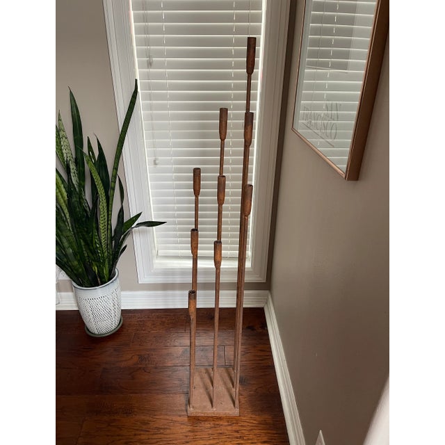 Late 20th Century Vintage Brutalist Iron Floor Candelabra in the Style of Harry Bertoia For Sale - Image 5 of 11