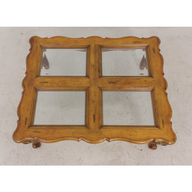 French Century Country French Glass Top Coffee Table For Sale - Image 3 of 13