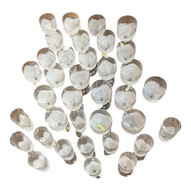 Mid 20th Century Handmade Franca Petroli Flute and Goblet Set- 36 Pieces For Sale