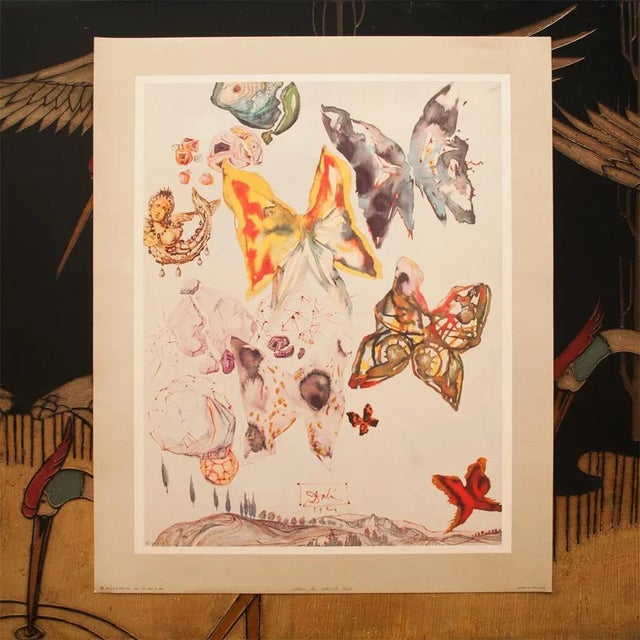 Rare 1951 After Dali, Original Period Butterflies Lithograph, the Mrs. Albert D. Lasker Collection For Sale - Image 10 of 12