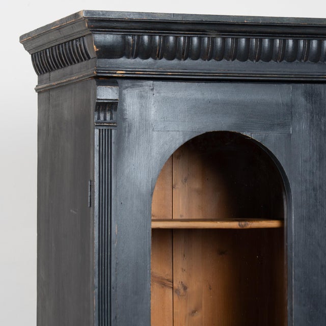 Early 20th-Century Hungarian Black Painted Display Cabinet Bookcase For Sale - Image 4 of 12