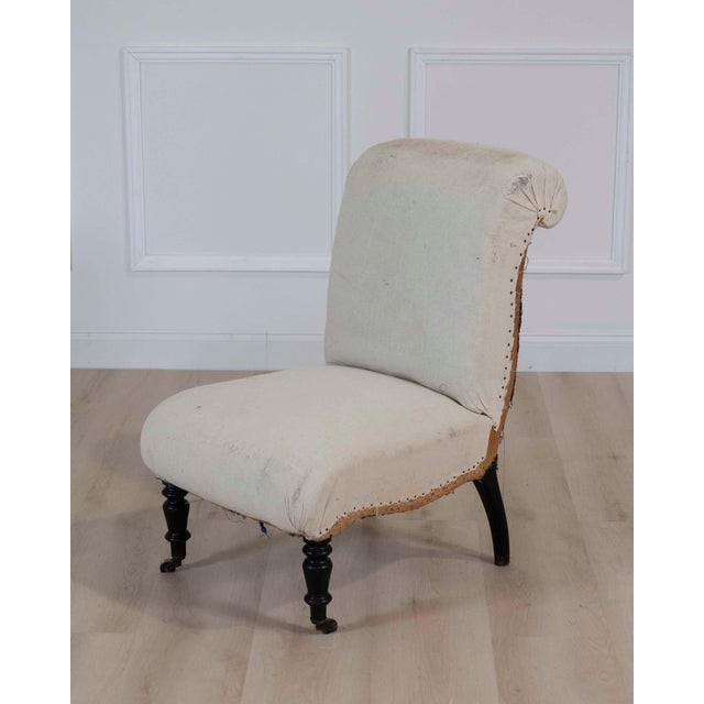 French 19th Century Napoleon III Scroll Back Slipper Chair, Ready to Upholster For Sale - Image 3 of 8