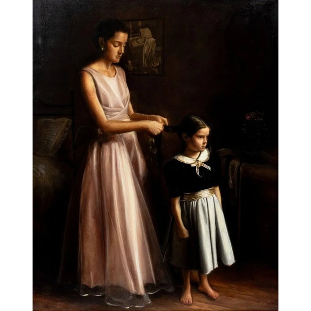 Continental School, "Mother and Child", Oil on Canvas, illegibly signed "opapa" (?) lower right, giltwood frame. image:...