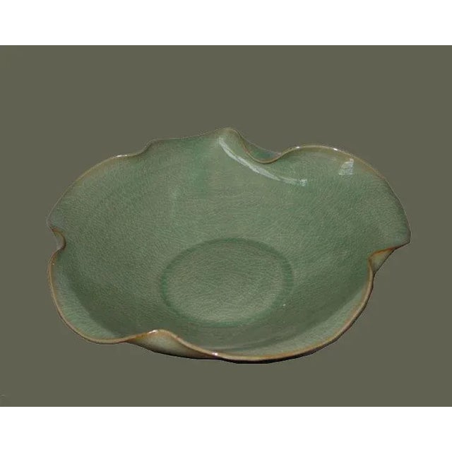 Asian Modern Lotus Leaf Celadon Porcelain Plate For Sale In Greensboro - Image 6 of 8
