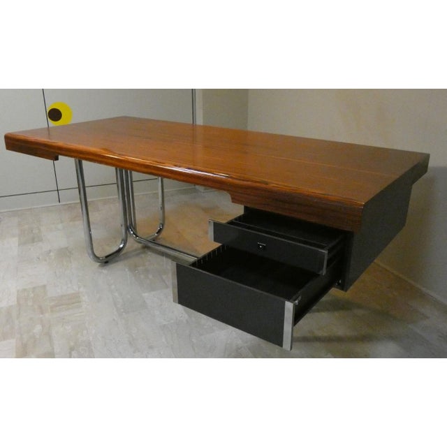 Modernist Bauhaus Desk in Wood and Chromed Steel, France, 1950s For Sale - Image 9 of 18