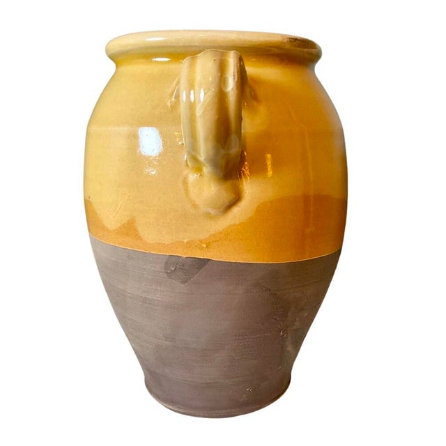 Rustic Vintage Mid-Century Italian Mustard Glazed Terracotta "Orcio" Jar – 8" For Sale - Image 3 of 8