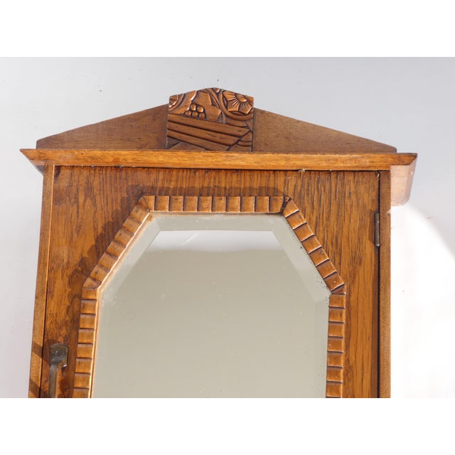 Vintage Art Deco Wooden Wall Cabinet with Mirror, 1920s For Sale - Image 9 of 11