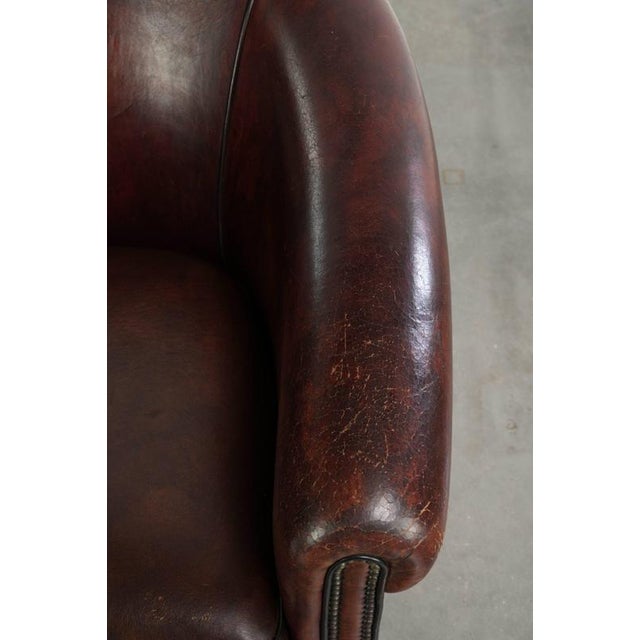 Brown Vintage Sheepskin Club Armchair For Sale - Image 8 of 13