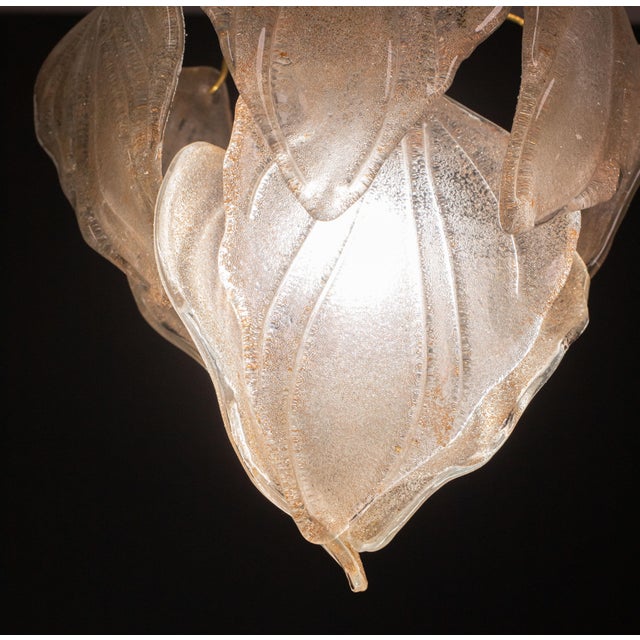 1970s 1970s Vintage Murano Chandelier With Leaves of Orange and Pink Highlights For Sale - Image 5 of 12