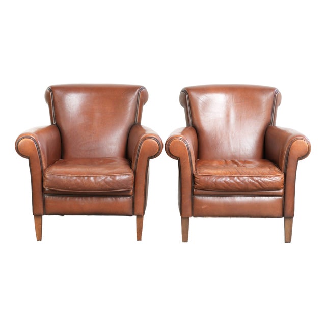 Club Chairs in Sheepskin Leather, Set of 2 For Sale