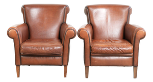 Club Chairs in Sheepskin Leather, Set of 2