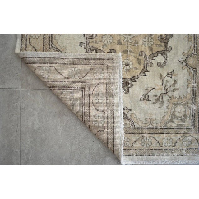 Traditional Oushak Runner Rug Faded Colors Low Pile Distressed Long Runner Rug - 2'9″ X 12'7″ For Sale - Image 9 of 10