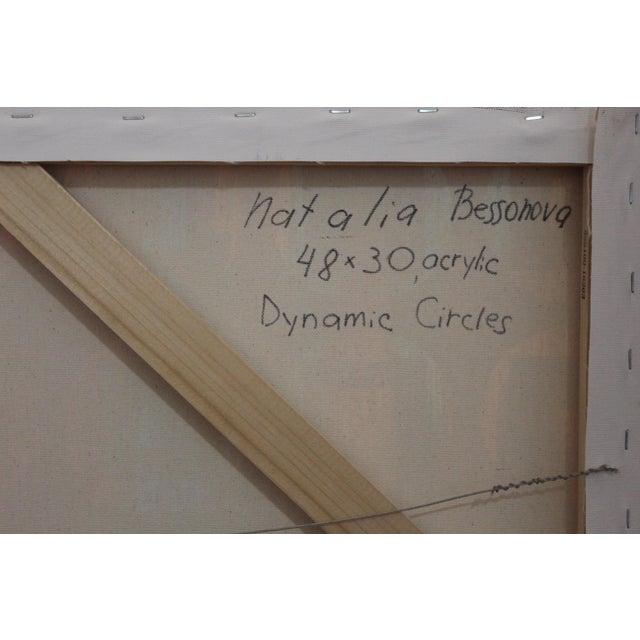 Red and Black Dynamic Circles Acrylic Painting by Natalia Bessonova Large Pattern Geometry Squares For Sale In New York - Image 6 of 7