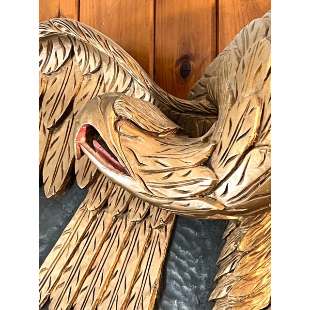 Mid 20th Century Maine Gilt Carved Eagle Stern Board For Sale - Image 4 of 12