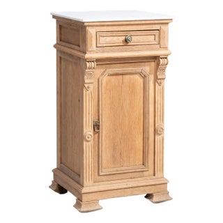 Early 20th Century French Oak Marble-Top Side Table For Sale