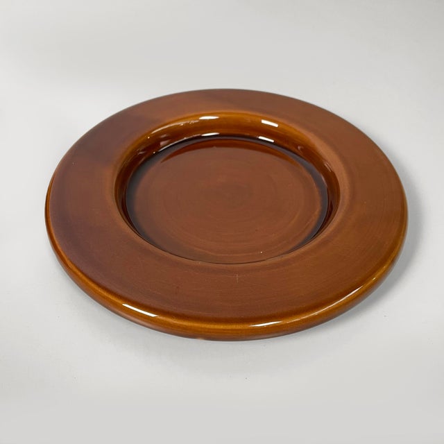 Mid-Century Modern Italian Brown Ceramic Tableware by F. Bettonica for Gabbianelli, 1970s, Set of 14 For Sale - Image 11 of 18