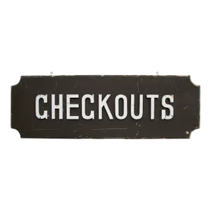 Circa 1950s Wood Raised Letter Checkouts Sign