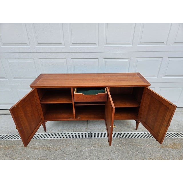 Brown Baker Furniture Cherry Sideboard Credenza With Diamond Pattern Inlay For Sale - Image 8 of 14