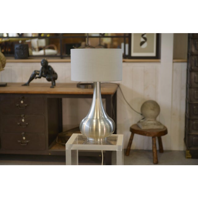 1970s Vintage Table Lamp in Brushed Aluminum, 1970s For Sale - Image 5 of 10