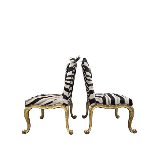 Vintage French Rococo Style Giltwood Side Chairs Newly Reupholstered - Pair For Sale In Chicago - Image 6 of 12