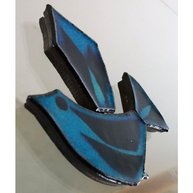 Blue Ceramic Bird Wall Hanger attributed to Konraad Galaaen For Sale - Image 8 of 9