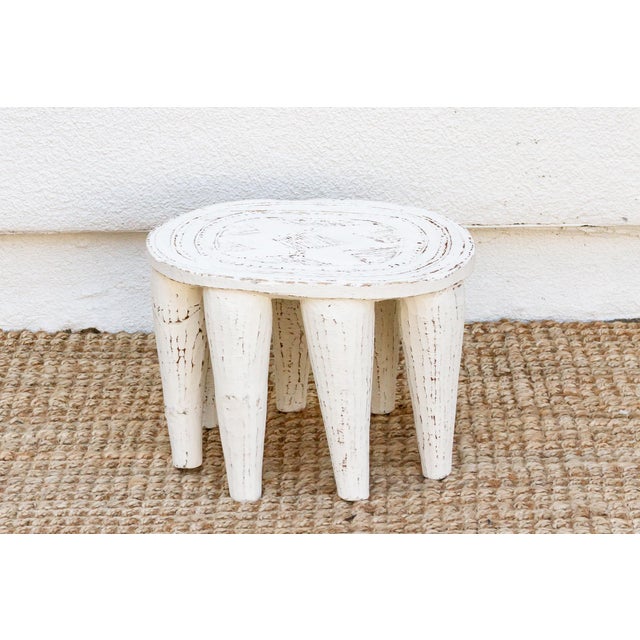 1950s Antique White Nupe Stool For Sale - Image 5 of 7