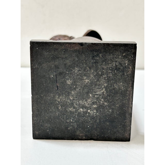 Metal Vintage Classical Bronze Male Bust on Marble Pedestal For Sale - Image 7 of 12