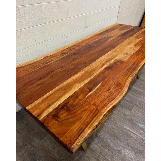 West Elm Live Edge Acacia Wood Dining Table For Sale - Image 11 of 18