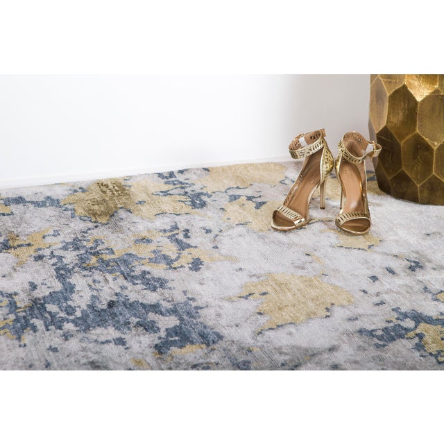 Blue Exquisite Rugs, Dartford, Hand knotted, Bamboo/Silk, Blue/Gray (8'x10') Area Rug For Sale - Image 8 of 10