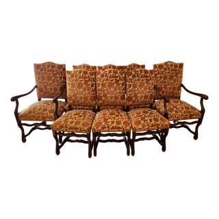Early 1900s Antique French Louis XIII Style Os De Mouton Dining Chairs – Set of 8 For Sale