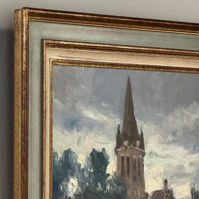 Framed Oil Painting on Canvas by Jose Salvaggio (1953-) 'Village on the Saulx River, Meuse' For Sale - Image 15 of 16