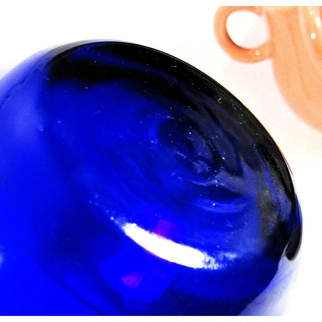 Mid 20th Century Mid Century Modern Cobalt Blue 1 Pitcher + 2 Wine Glasses For Sale In New Orleans - Image 6 of 13