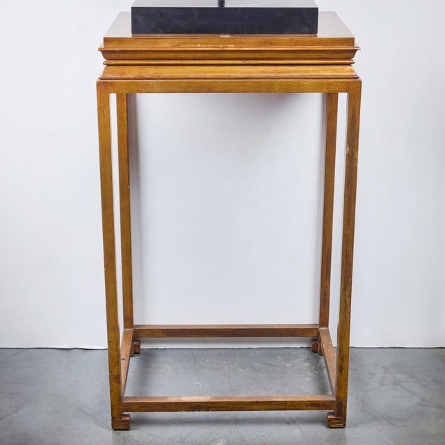 Late 20th Century Painted and Parcel Gilt Seated Buddha with Presentation Stand For Sale - Image 4 of 8