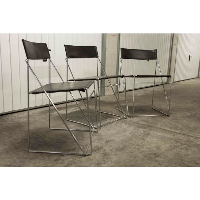 Minimalist X Line Chairs by Niels Jørgen Haugesen for Hybodan, 1970s, Set of 3 For Sale - Image 14 of 18