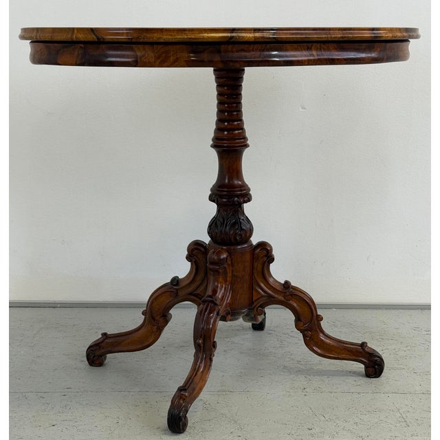 Antique Historicist Oval Walnut Table, 1880s For Sale - Image 3 of 7