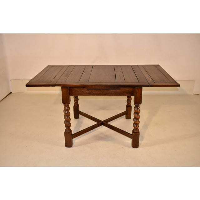 Wood Circa 1900 English Oak Table With Two Draw-Leaves For Sale - Image 7 of 9