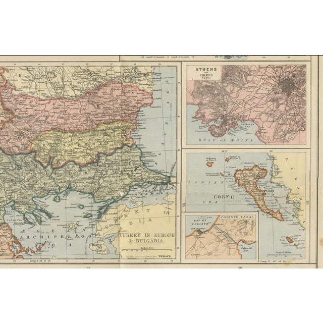 Paper Johnston Map of Greece and Crete, 1897 For Sale - Image 7 of 10
