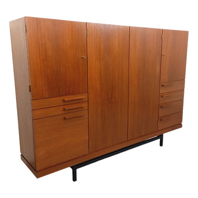 Vintage Scandinavian Sideboard in Teak and Black Metal, 1960s For Sale