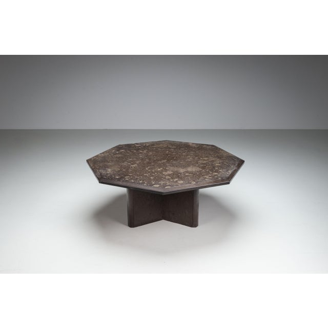 Mid-Century Modern Large Octagonal Coffee Table with Posidonia Slate Top, 1970s For Sale - Image 3 of 14