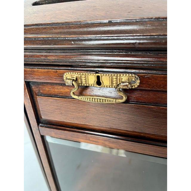 Vintage Oak Mailbox or Ballot Box or Alms Box W/Beveled Glass For Sale - Image 12 of 13