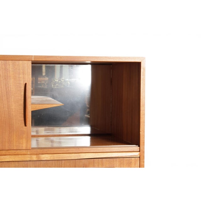1960s Danish High Sideboard in Teak With Mirror Backed Bar For Sale In San Francisco - Image 6 of 7