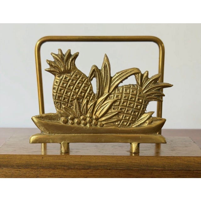 Mid-Century Modern Vintage Brass Pineapple Napkin Holder For Sale - Image 3 of 8