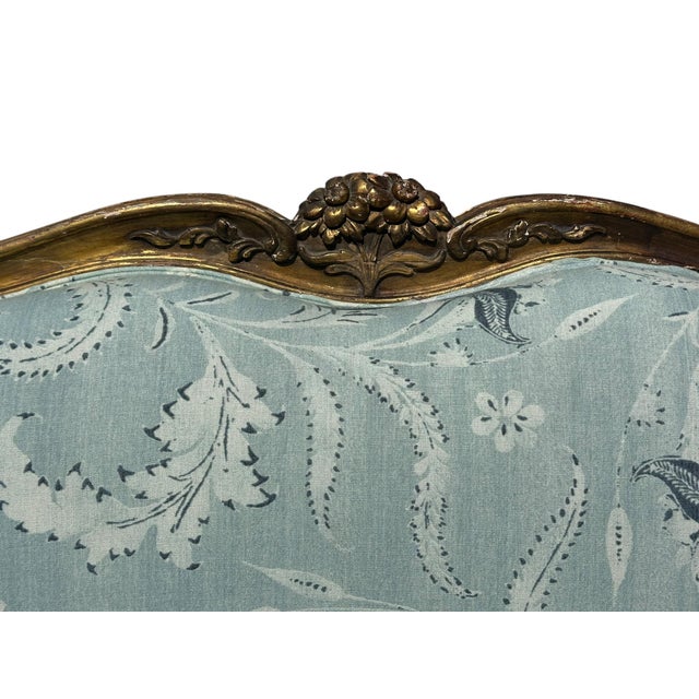 Antique 19th C Louis XV Style Canapé Sofa in Eden Serene Fabric by Schuyler Samperton For Sale In Los Angeles - Image 6 of 7