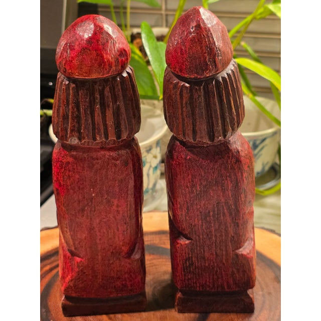 Mid 20th Century Pair of Hand Carved Wood Statues Folk Art Spanish Crusaders For Sale - Image 6 of 12